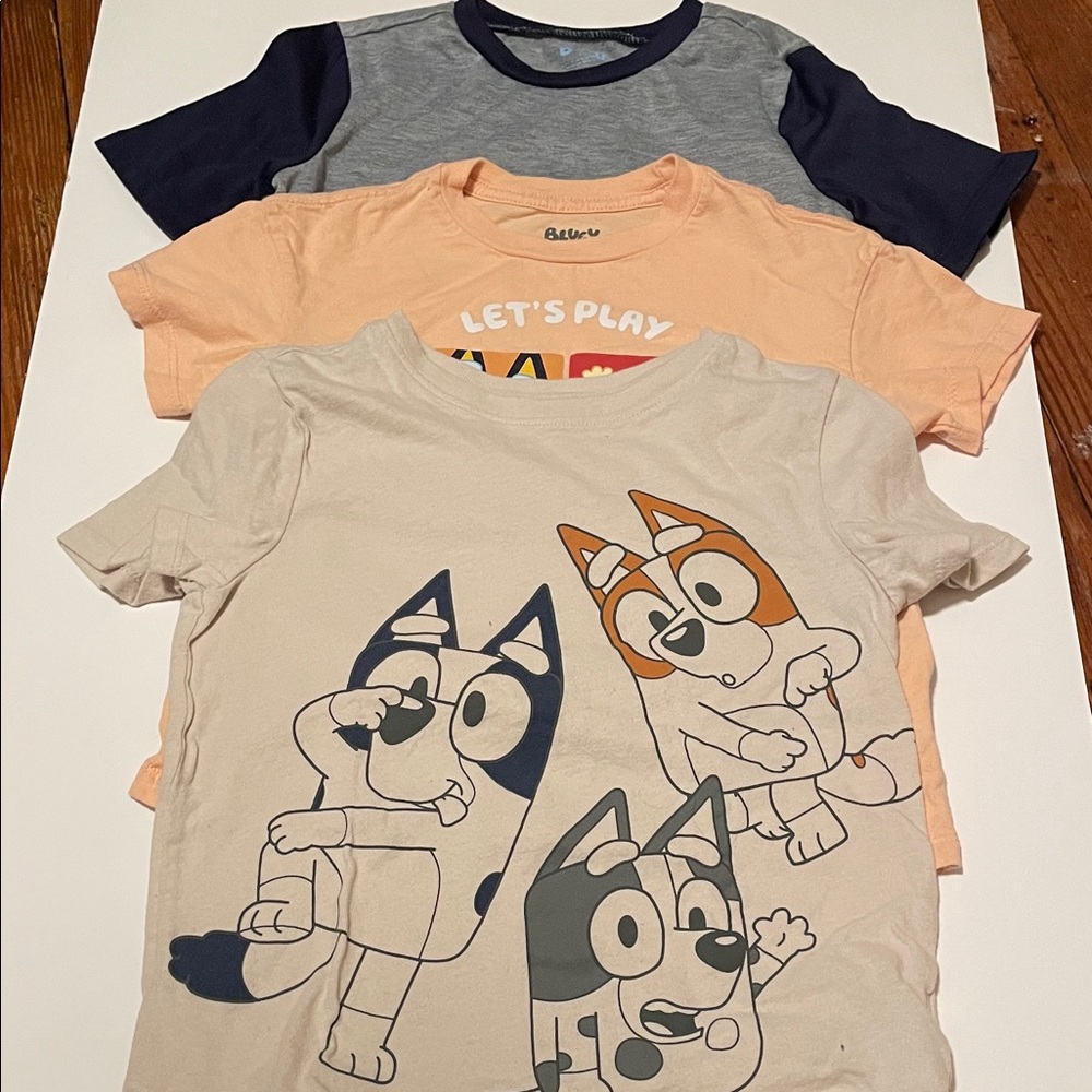 Bluey Size 6T, 5T, 6 Variety Graphic Tee Short Sleeve Shirts BUNDLE of 3